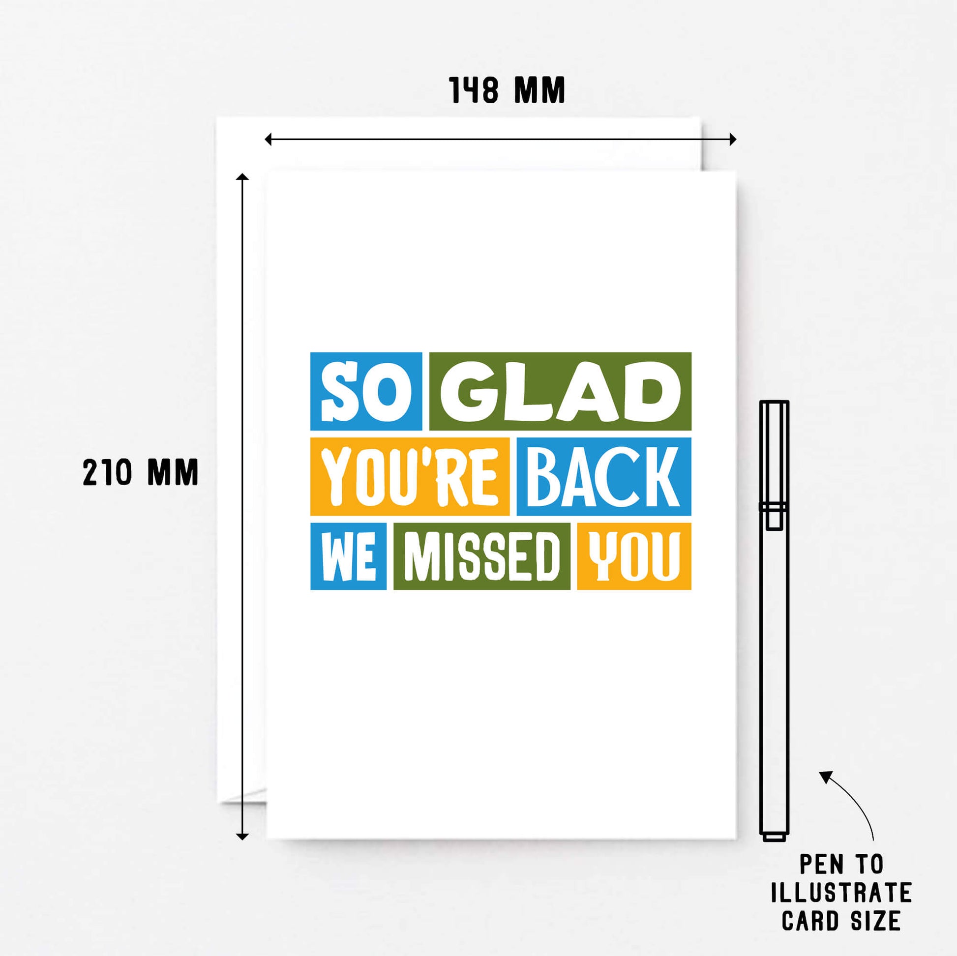 Glad You're Back Card by SixElevenCreations. Reads So glad you're back. We missed you. Product Code SE0345A5