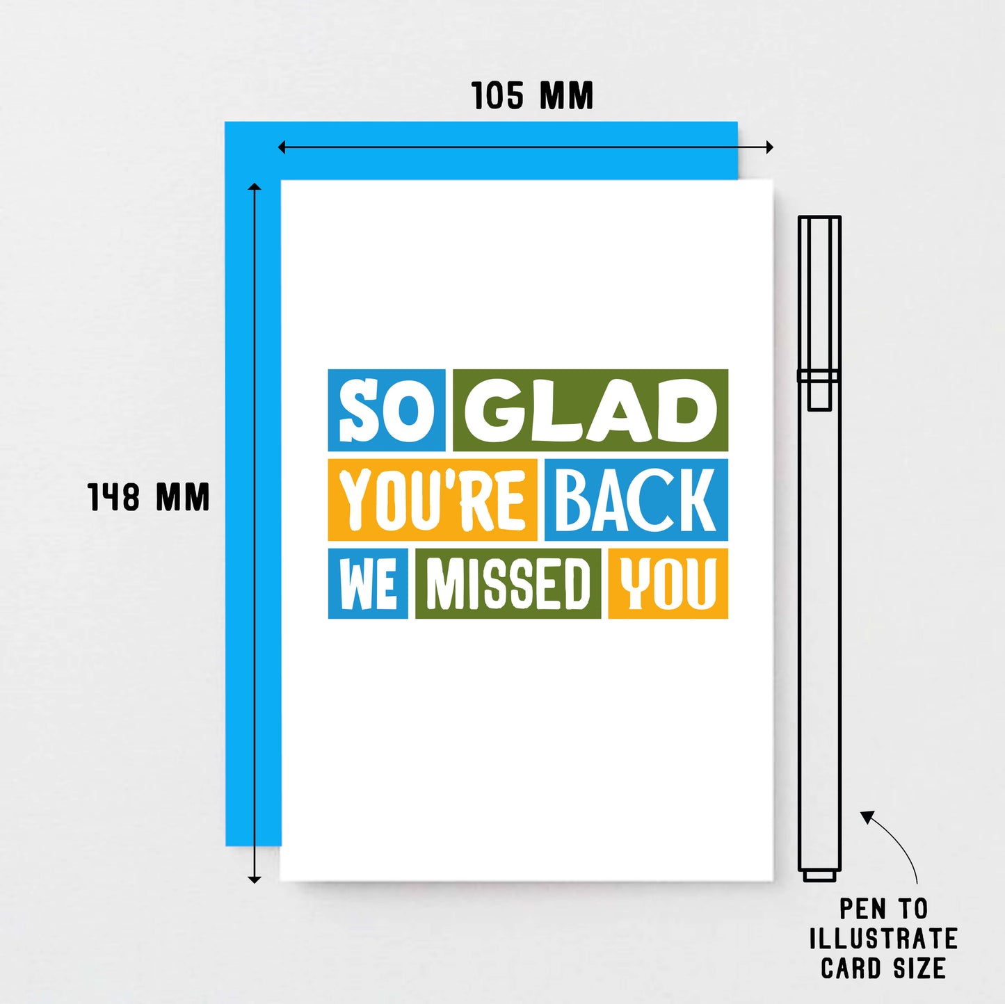 We Missed You Card by SixElevenCreations. Reads So glad you're back We missed you. Product Code SE0345A6