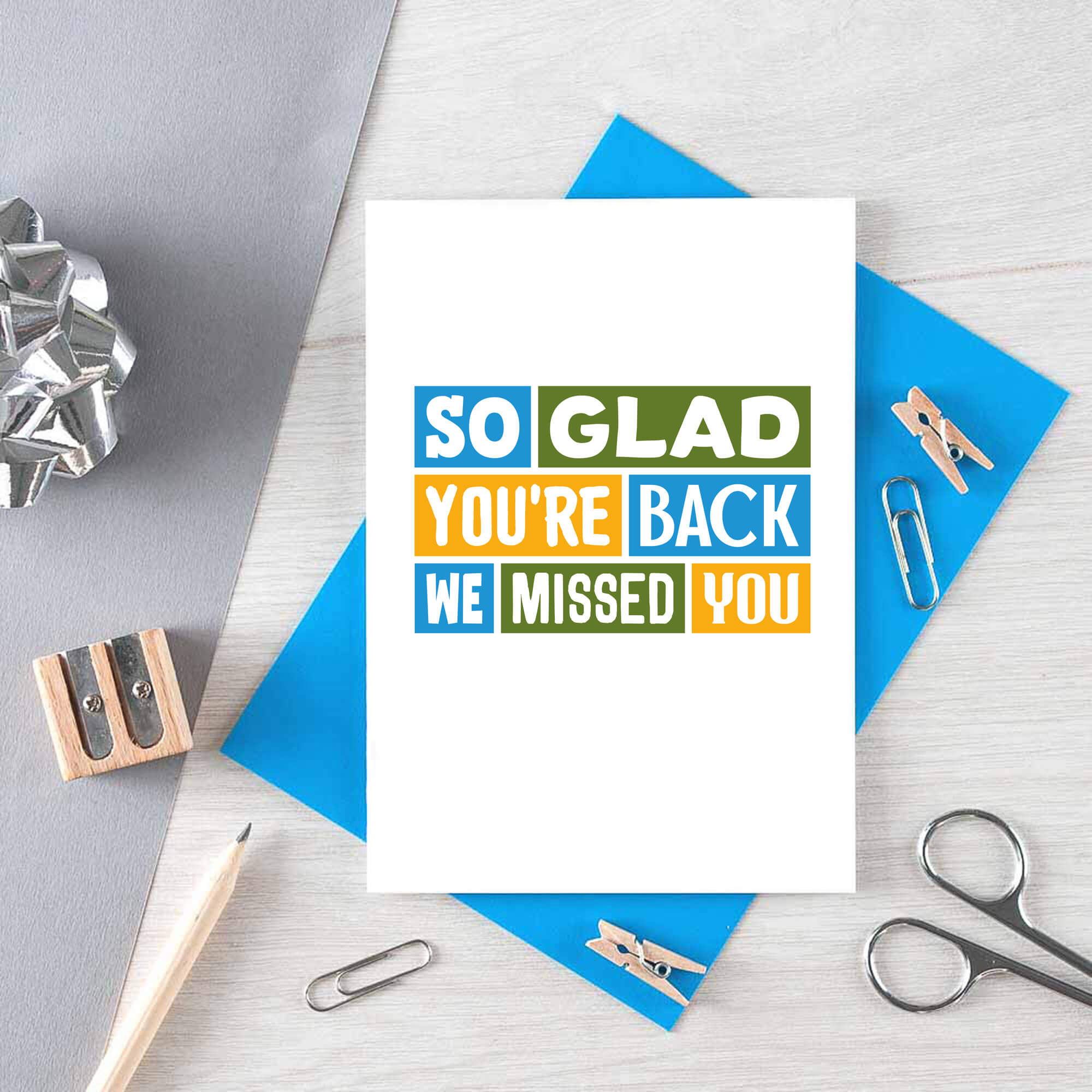 We Missed You Card by SixElevenCreations. Reads So glad you're back We missed you. Product Code SE0345A6